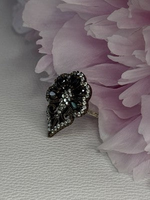 925 Sterling Silver Sapphire & CZ Ring Size 7.5