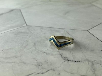 Vintage 925 Sterling Silver Malachite Mosaic Ring Size 6