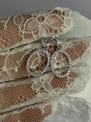 925 Sterling Silver Elegant CZ Earrings Length 1 Inch