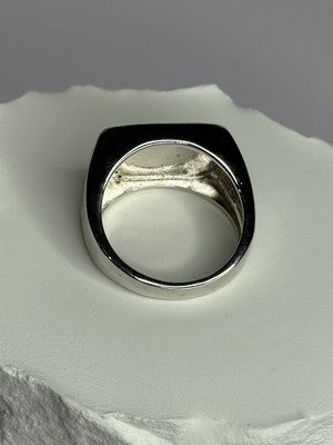 925 Sterling Silver Black Enamel & CZ Men'S Ring Size 11