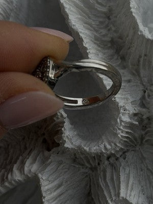 925 Sterling Silver White Colorless Topaz Heart Ring Size 7