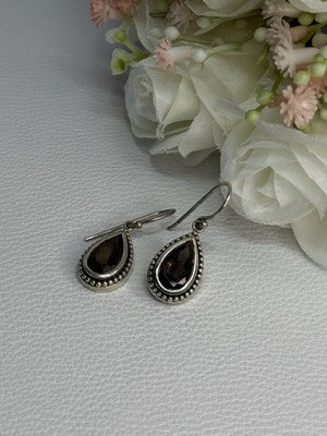 925 Sterling Silver Brown Tourmaline Earrings Length 1.30 Inch