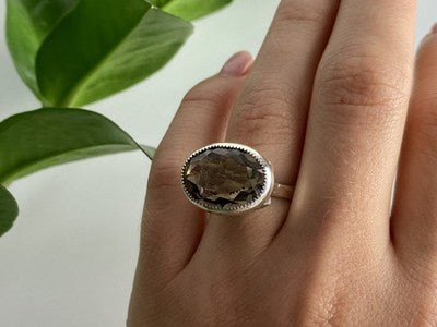 Vintage 925 Sterling Silver Hessonite Ring Size 6.5