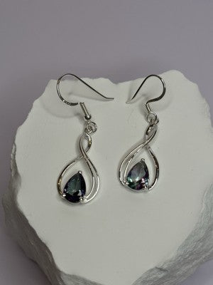 925 Sterling Silver Alexandrite Earrings Length 1.8 Inch