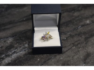 925 Sterling Silver Multicolor CZ Ring Size 9