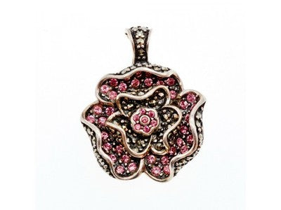 925 Sterling Silver Spinel & Marcasites "Rose" Pendant