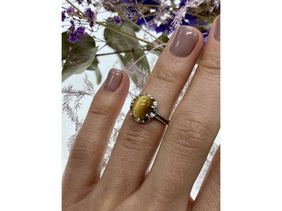 925 Sterling Silver Tiger'S Eye Ring Size 5.5