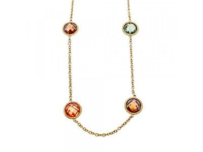 925 Sterling Silver Gold Plated Multicolor Jewelry Glass Necklace
