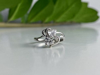 925 Sterling Silver White CZ "Hearts" Ring Size 9