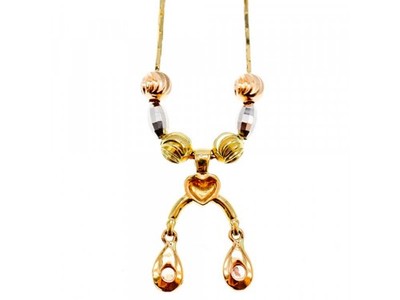 Designer 18K Yellow, White & Pink Gold Diamond Italy Necklace