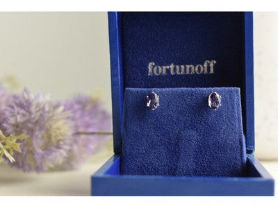 925 Sterling Silver Purple Iolite Stud Earrings