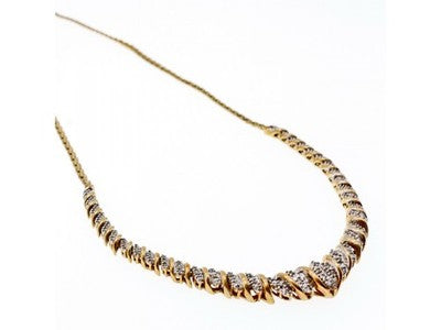 925 Sterling Silver Gold Plated Diamonds Necklace