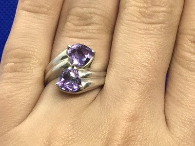 925 Sterling Silver Amethyst Ring Size 6.5