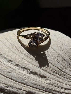 Elegant 14K Yellow Gold Tanzanite & Diamond Ring Size 8.5