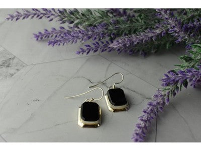 925 Sterling Silver Black Nephrite Earrings