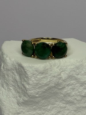 925 Sterling Silver Gold Plated Malachite Ring Size 7