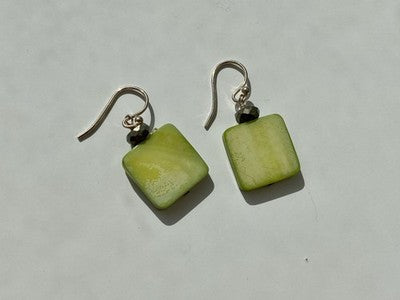 925 Sterling Silver Green Agate Earrings