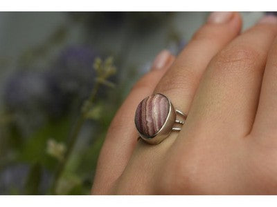 925 Sterling Silver Rhodochrosite Ring Size 7