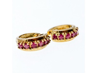 925 Sterling Silver Gold Plated Rubies Earrings