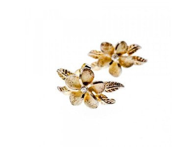 925 Sterling Silver Gold Plated CZ "Flowers" Earrings