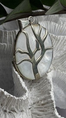 925 Sterling Silver Mother of Pearl Tree of Life Pendant