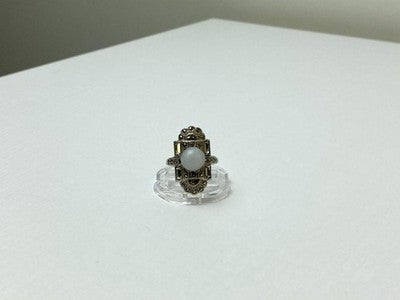 Vintage 925 Sterling Silver Agate, Goshenite & Marcasites Ring Size 5.5
