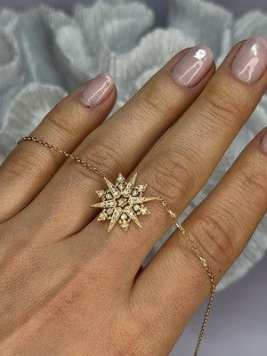 18K 750 YELLOW GOLD STAR DIAMONDS NECKLACE 17 INCH