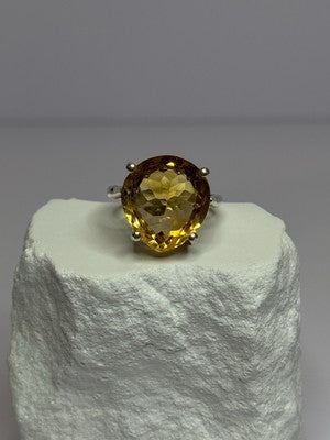 925 Sterling Silver Citrine Ring Size 7