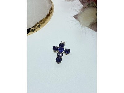 925 Sterling Silver Tanzanite Cross Pendant