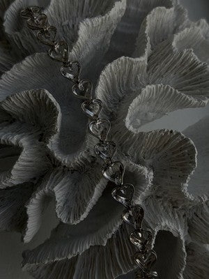 925 Sterling Silver Black & White Diamonds Heart Bracelet 7.5