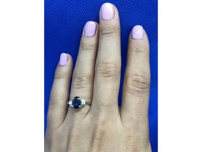 925 Sterling Silver Sapphire & CZ Ring Size 6.5