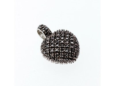 925 Sterling Silver White & Black Spinel Heart Pendant