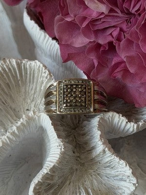 Mens 925 Sterling Silver White & Brown Tourmaline Ring Size 10.5