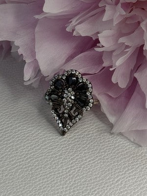 925 Sterling Silver Sapphire & CZ Ring Size 7.5