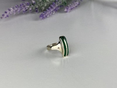 925 Sterling Silver Malachite Ring Size 5.5