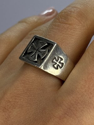 Vintage 925 Sterling Silver "Cross" Ring Size  10.5
