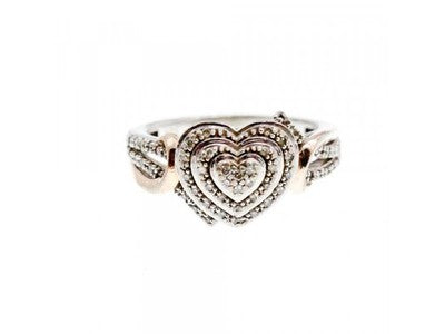 925 Sterling Silver CZ "Heart" Ring Size 7