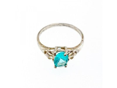 925 Sterling Silver Blue Topaz Ring Size 10