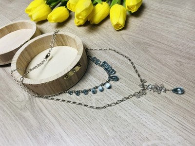 925 Sterling Silver Blue Jadeite Necklace