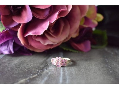 925 Sterling Silver Pink CZ Ring Size 6.5