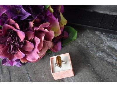 925 Sterling Silver Tiger'S Eye Ring Size 8