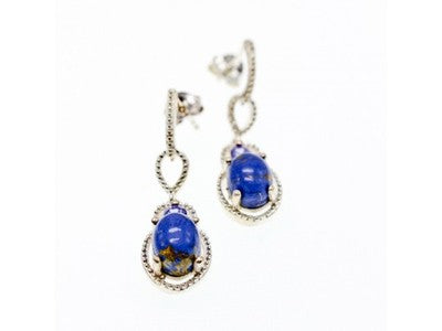 925 Sterling Silver Sodalite & Amethyst Earrings