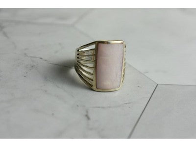 925 Sterling Silver Pink Mother OF Pearl Ring Size 8