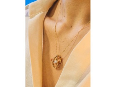 925 Sterling Silver Gold Plated CZ Chain With Pendant Italy