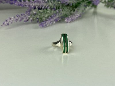 925 Sterling Silver Malachite Ring Size 5.5