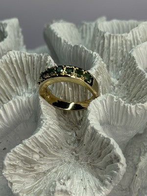 925 Sterling Silver Gold Plated Emerald Ring Size 8