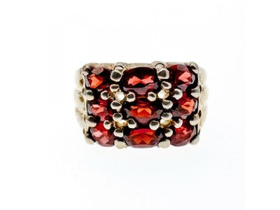 925 Sterling Silver Almandine Ring Size 8