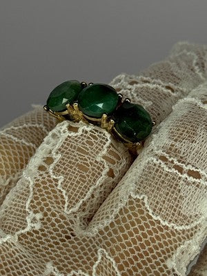 925 Sterling Silver Gold Plated Malachite Ring Size 7