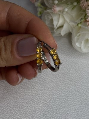 925 Sterling Silver Citrine Earrings Length 0.80 Inch