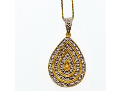 925 Sterling Silver Gold Plated CZ "Drop" Chain With Pendant